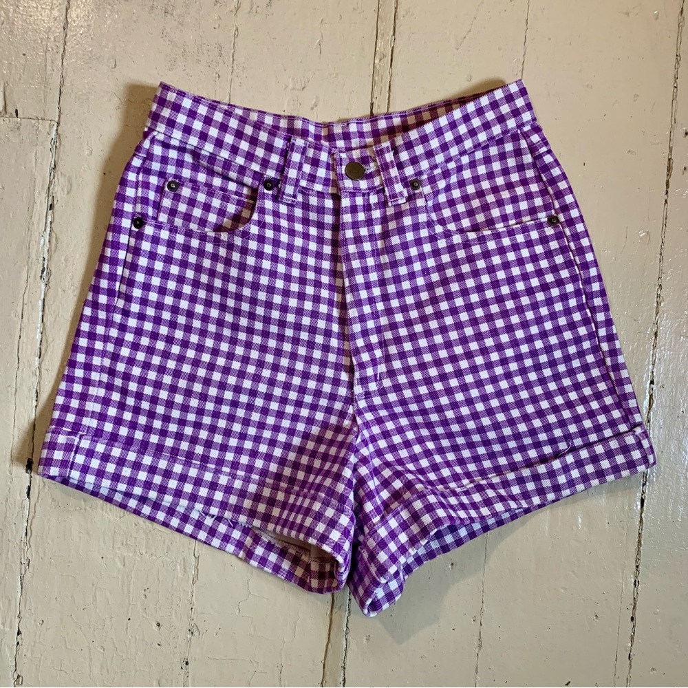 Vintage High Waist Purple Gingham Shorts